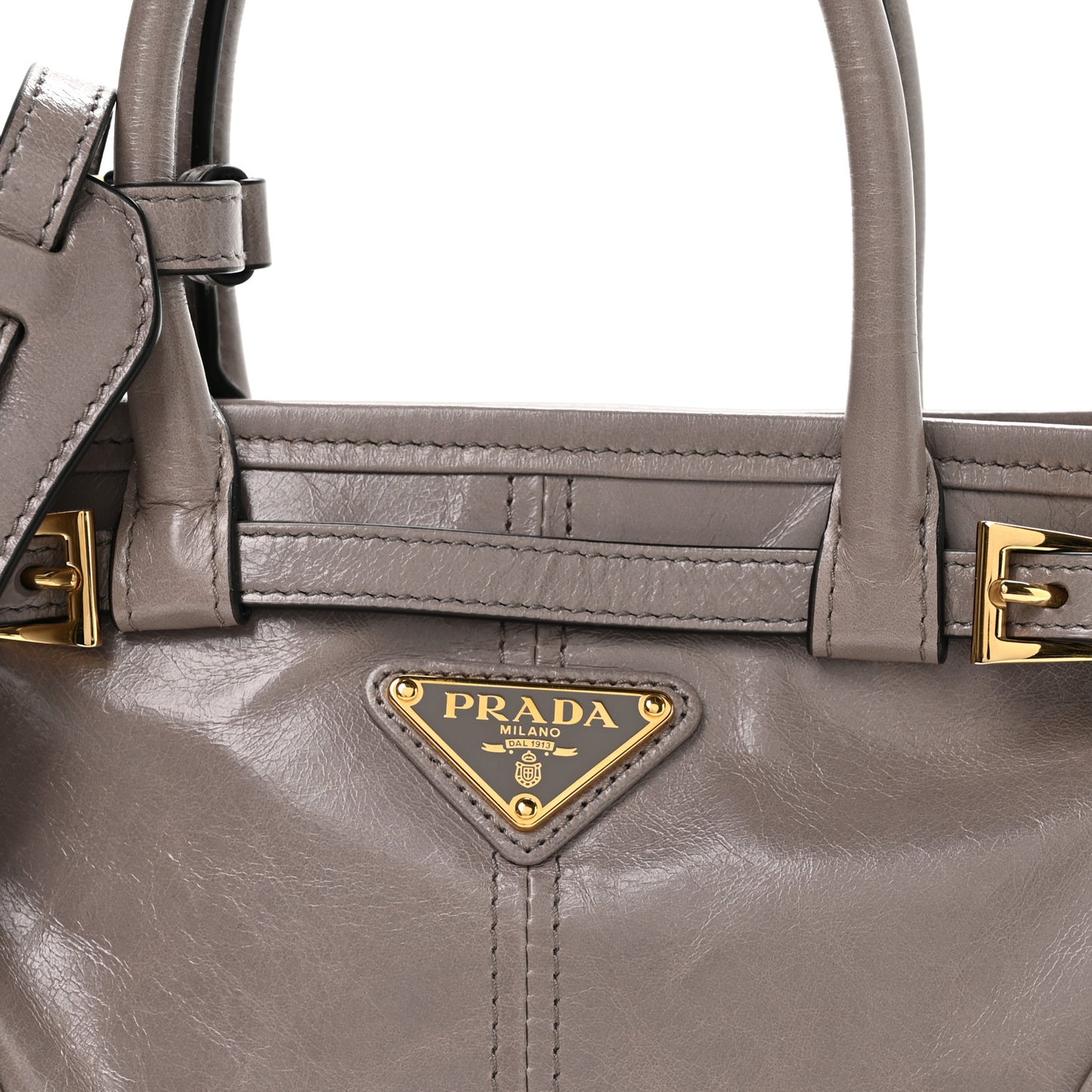 Glossy Calfskin Triangle Mini Bonnie Shoulder Bag Pewter