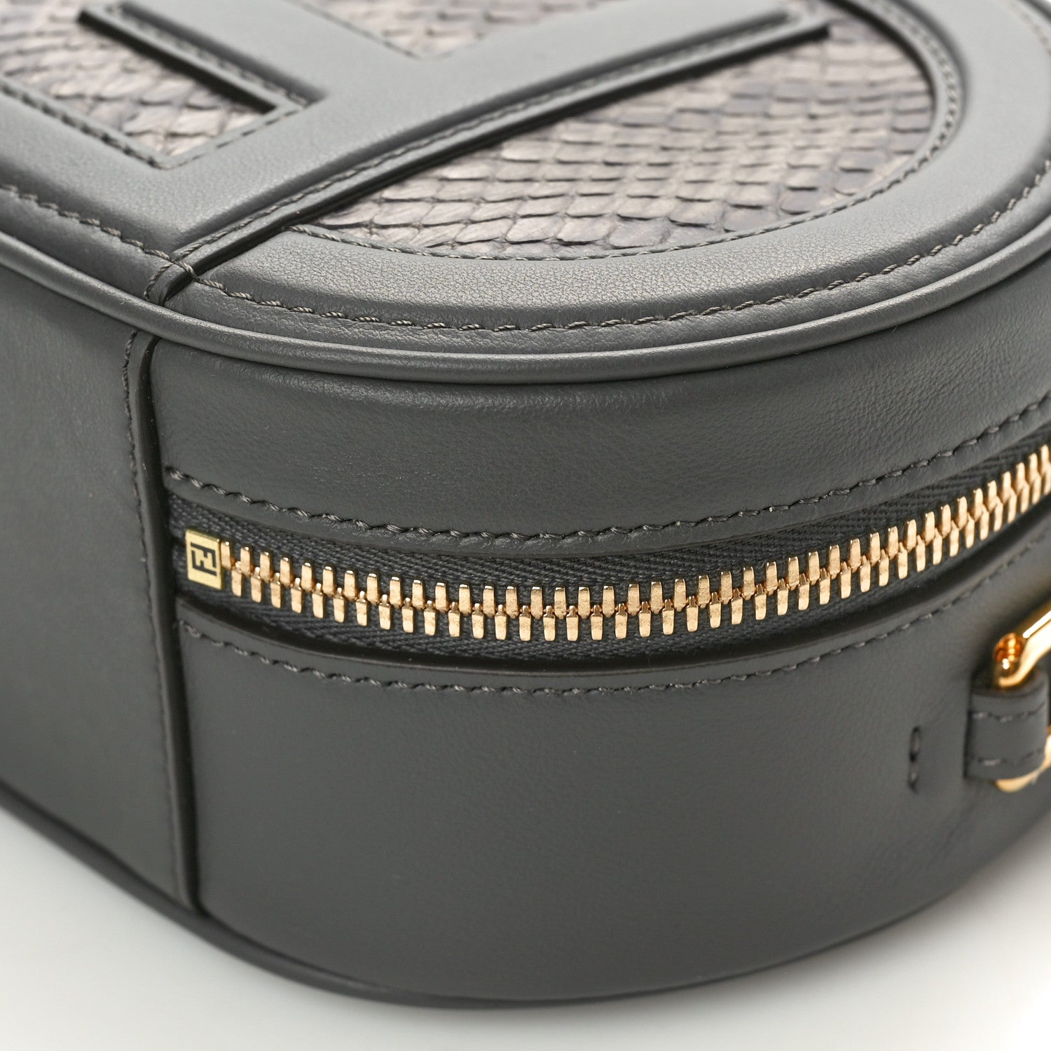 Fendi Vitello Grace Elaphe Python Print O'Lock Mini Camera Case Asfalto Fumo 10 of 10