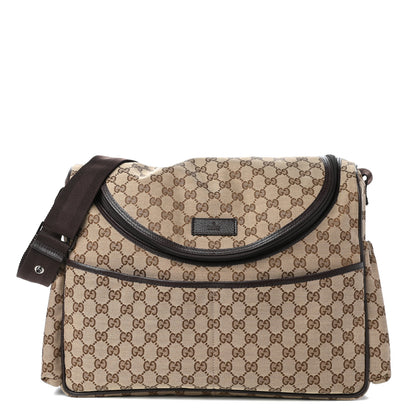 Gucci Monogram Natural Pigskin Large Diaper Bag Beige Ebony Cocoa Dark Chocolate 1 of 9