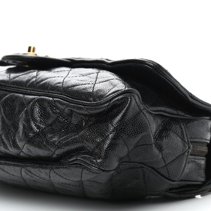 Chanel Crumpled Grained Calfskin Quilted Large Shiva Flap Black 10 of 10