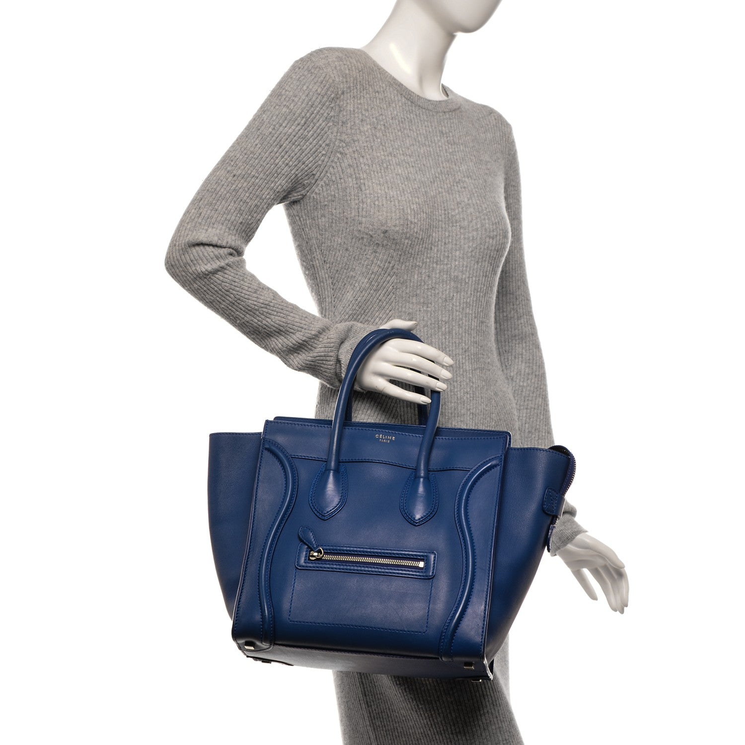 Celine Smooth Calfskin Mini Luggage Royal Blue 2 of 6