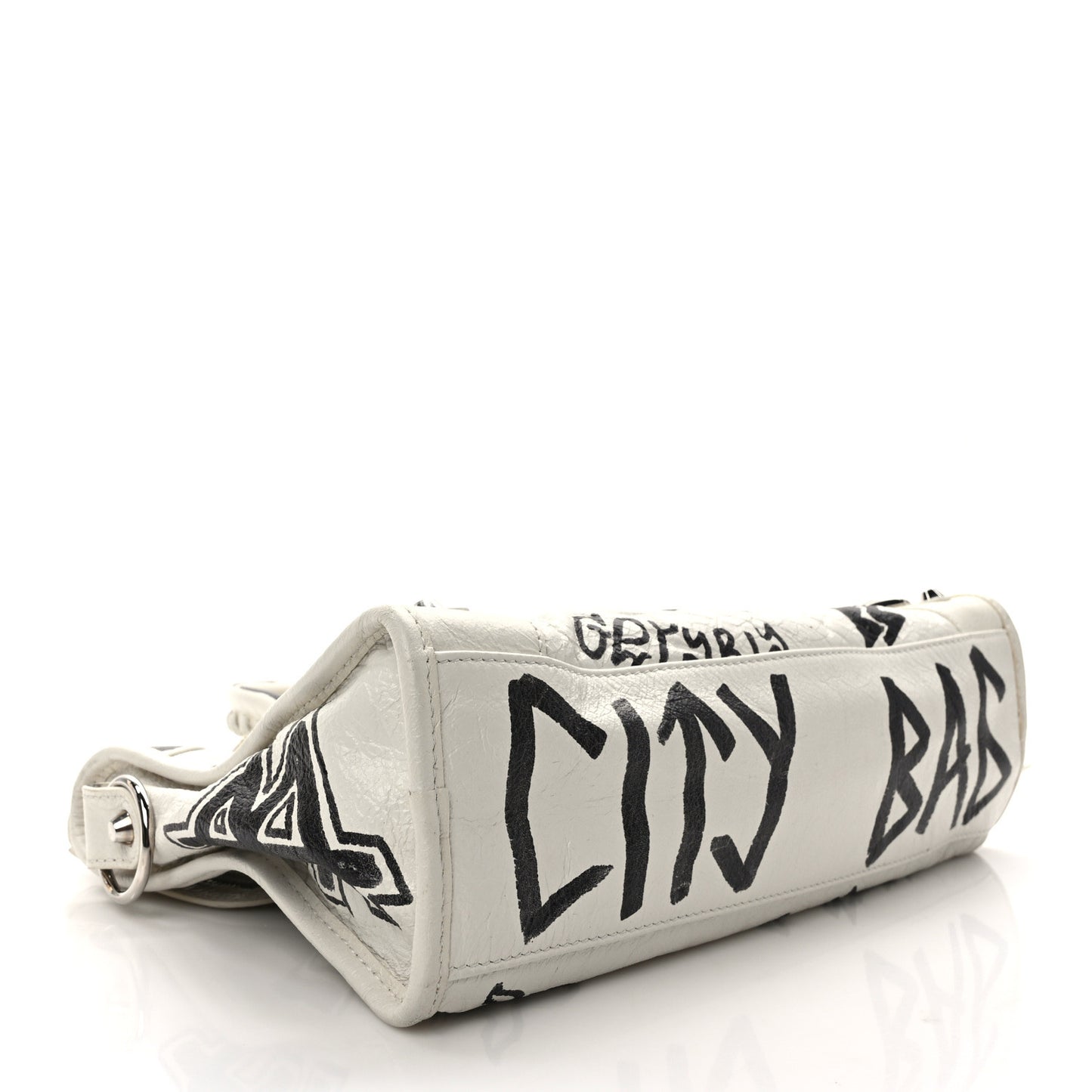 Agneau Graffiti All Over Classic Silver Hardware S City White Black