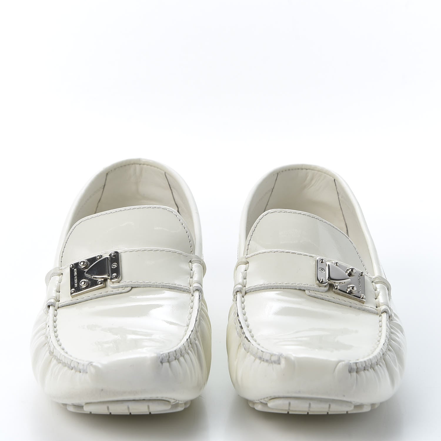 Louis Vuitton Patent Calfskin Oxford Loafers 37.5 White 3 of 9