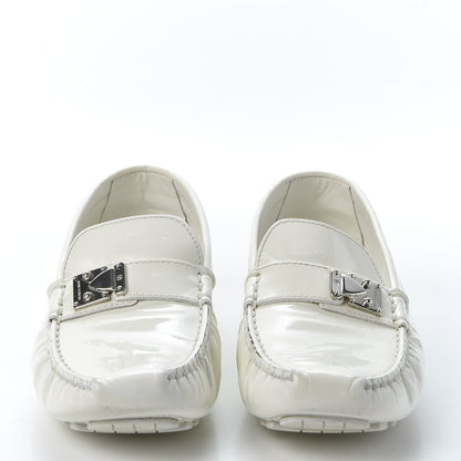 Louis Vuitton Patent Calfskin Oxford Loafers 37.5 White 3 of 9