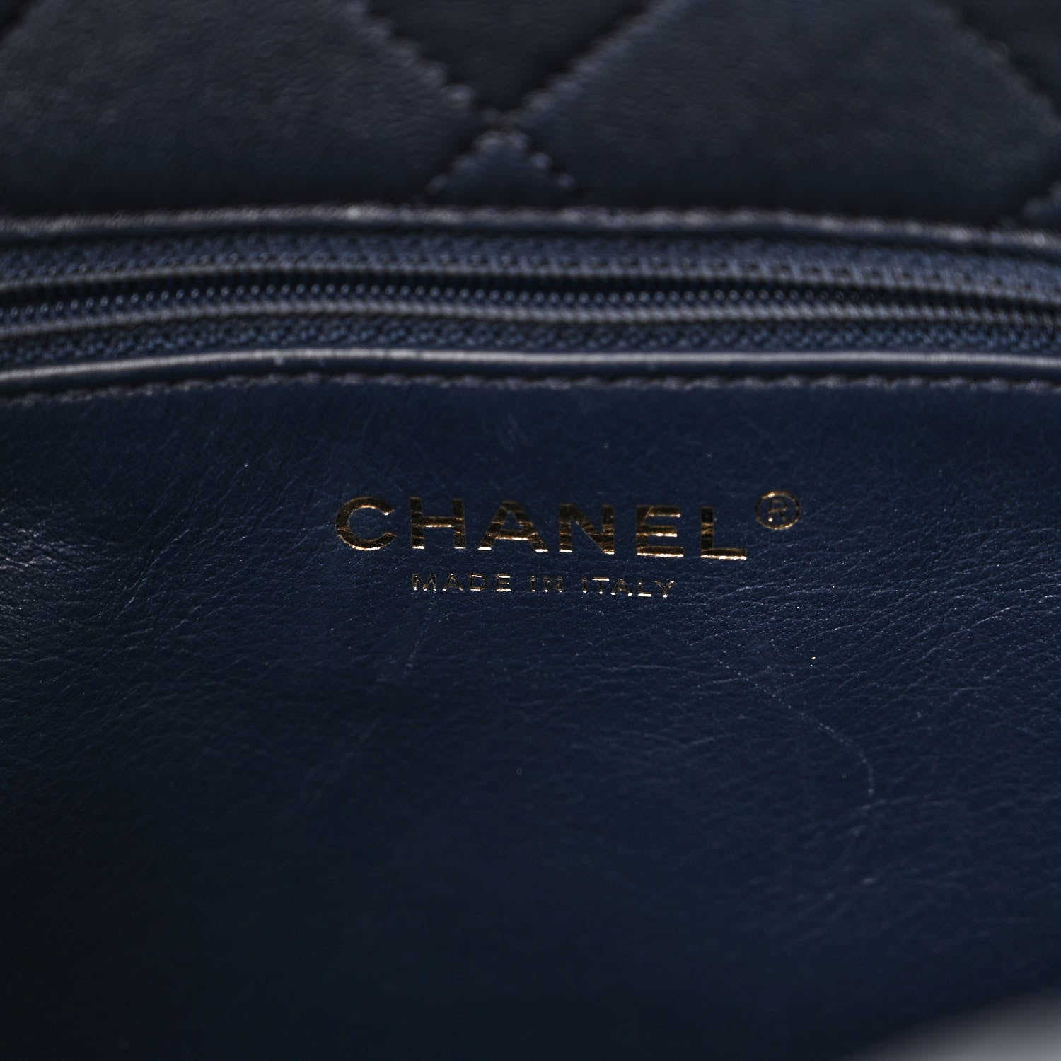 Chanel Shiny Lambskin Quilted Chain Is More Drawstring Bag Navy 6 of 11