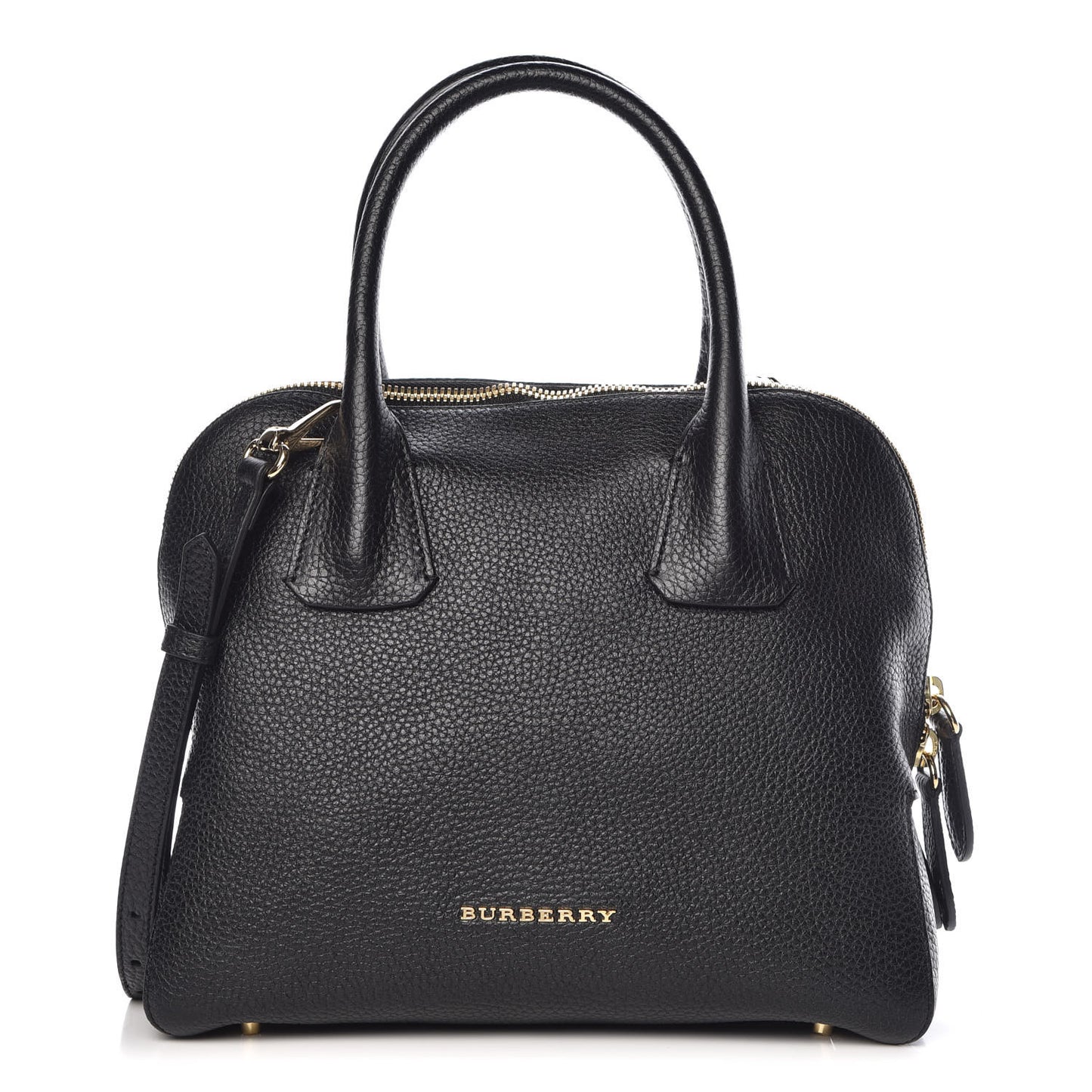 London Grainy Calfskin Small Greenwood Bowling Bag Black