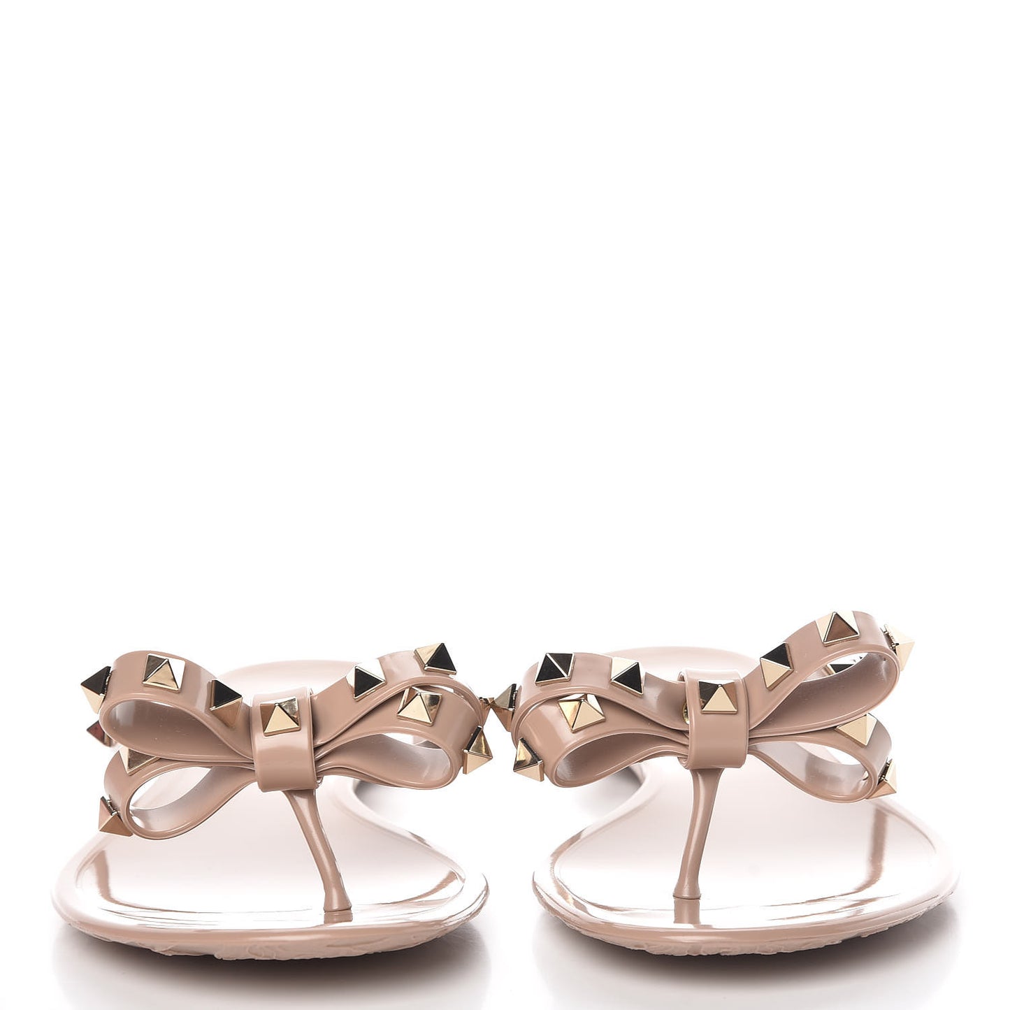 PVC Jelly Rockstud Bow Thong Sandals 39 Poudre