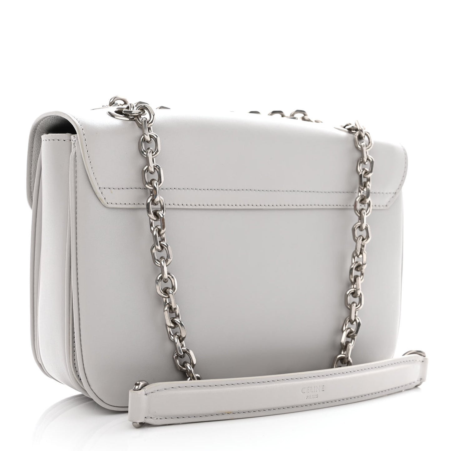 Shiny Calfskin Medium C Bag Pale Grey