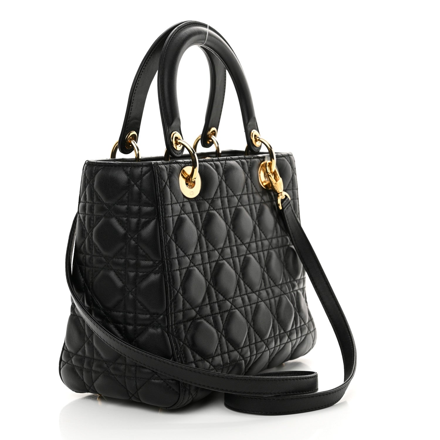 Christian Dior Lambskin Cannage Medium Lady Dior Black 3 of 13