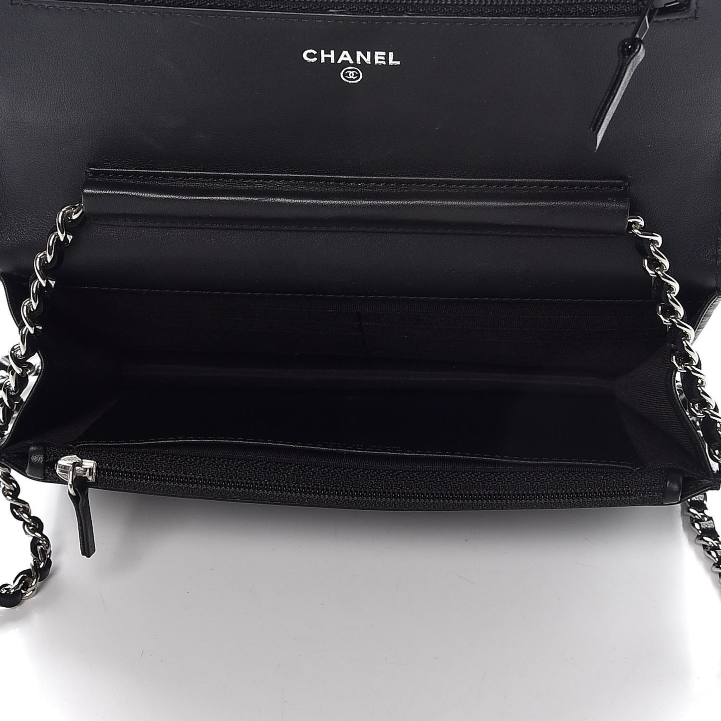 Lambskin Diamond Stitched Wallet On Chain WOC Black