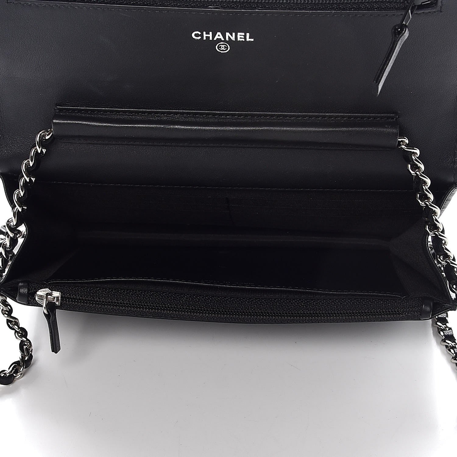 Chanel Lambskin Diamond Stitched Wallet On Chain WOC Black 5 of 8
