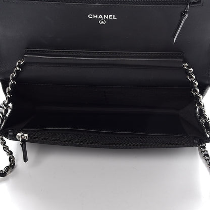 Chanel Lambskin Diamond Stitched Wallet On Chain WOC Black 5 of 8