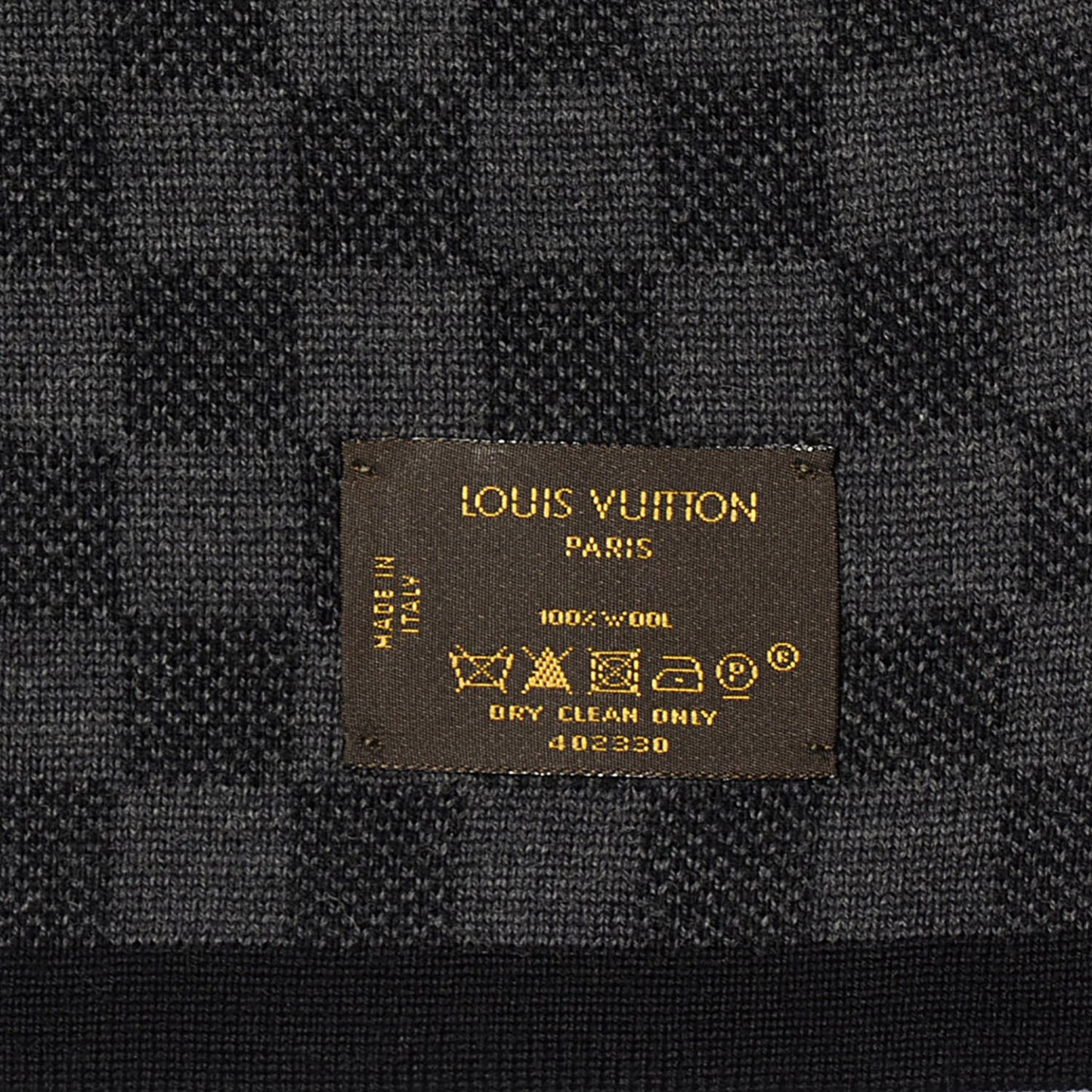 Wool Petit Damier Stole Scarf Black