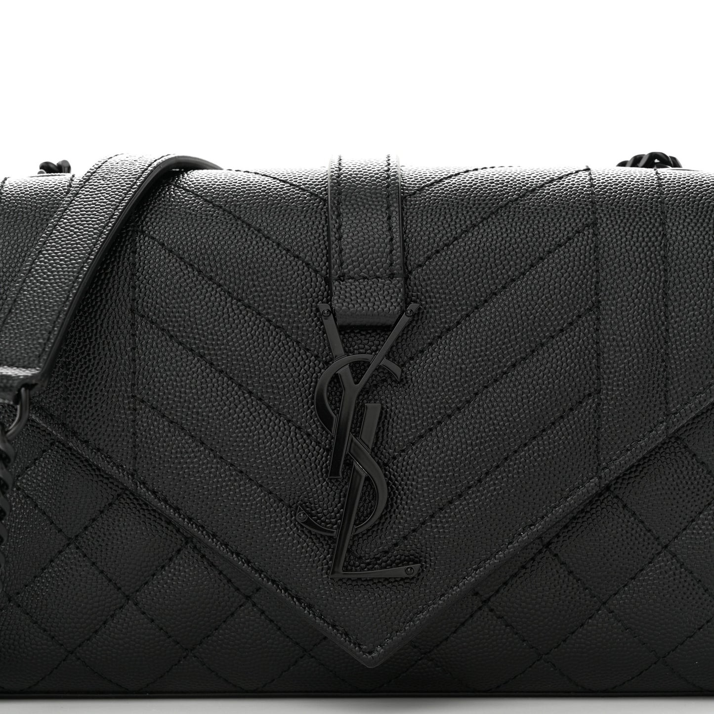Grain De Poudre Textured Mixed Matelasse Triquilt Small Monogram Monochrome Satchel Black