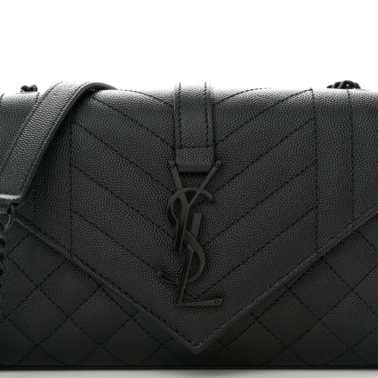 Saint Laurent Grain De Poudre Textured Mixed Matelasse Triquilt Small Monogram Monochrome Satchel Black 7 of 9