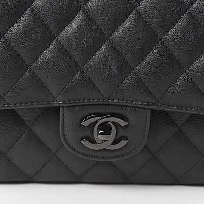 Chanel Crumpled Calfskin Quilted Medium Double Flap So Black 10 of 11