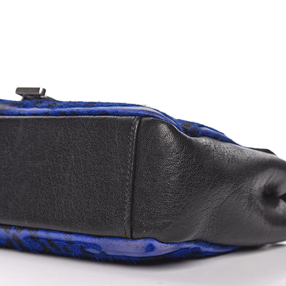 Saint Laurent Pony Hair Calfskin Monogram Leopard Print Medium Punk Chain Bag Blue 15 of 16