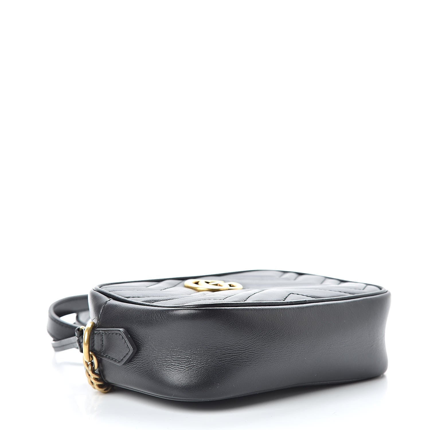 Gucci Calfskin Matelasse Mini GG Marmont Chain Shoulder Bag Black 4 of 17