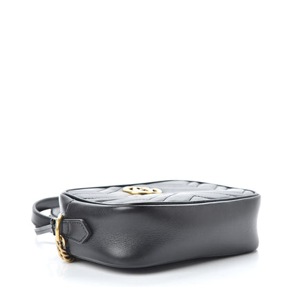 Gucci Calfskin Matelasse Mini GG Marmont Chain Shoulder Bag Black 4 of 17