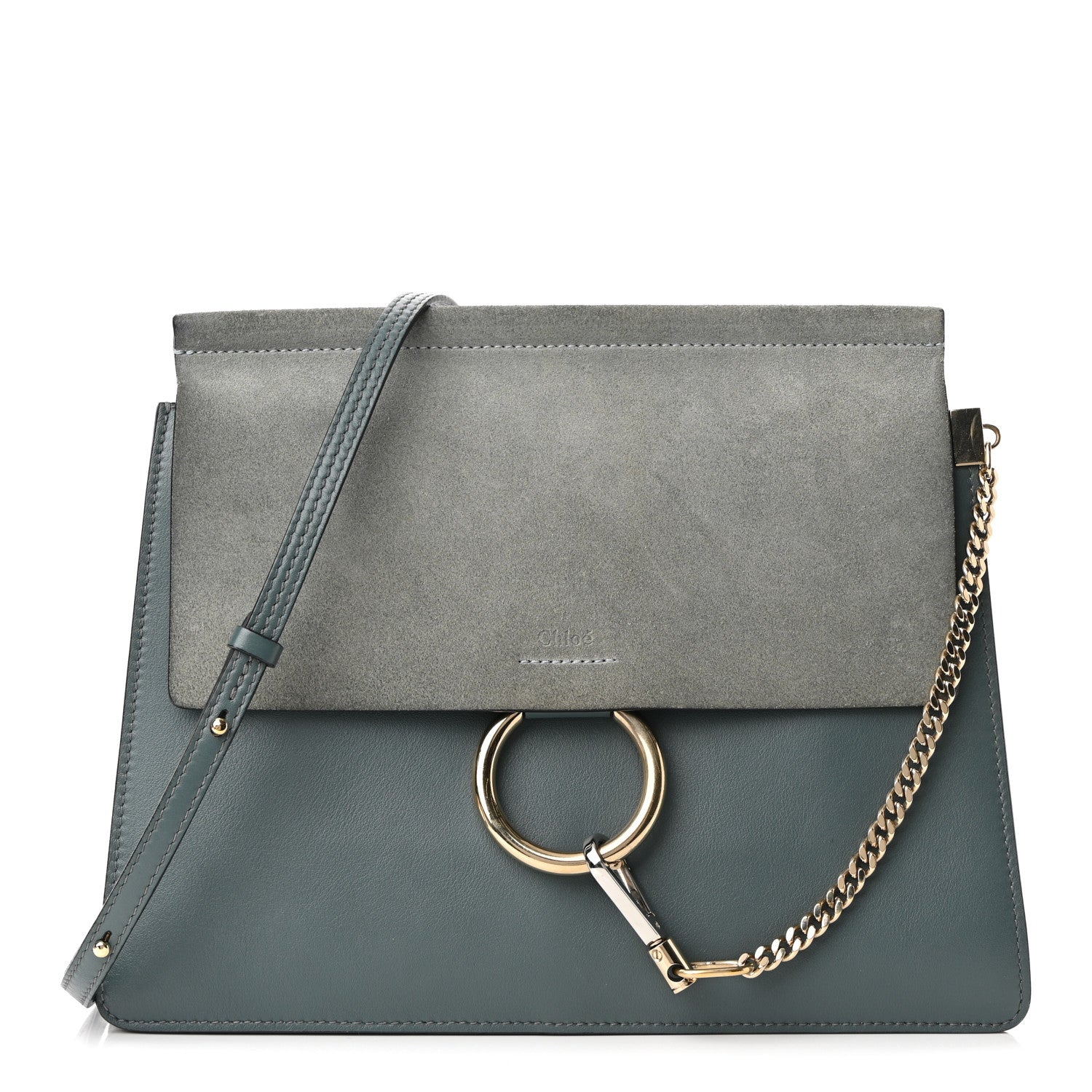 Chloe Suede Calfskin Medium Faye Shoulder Bag Cloudy Blue 1 of 10