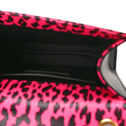 Saint Laurent SAINT LAURENT Calfskin Leopard Small Monogram Kate Satchel Pink Black 5 of 8