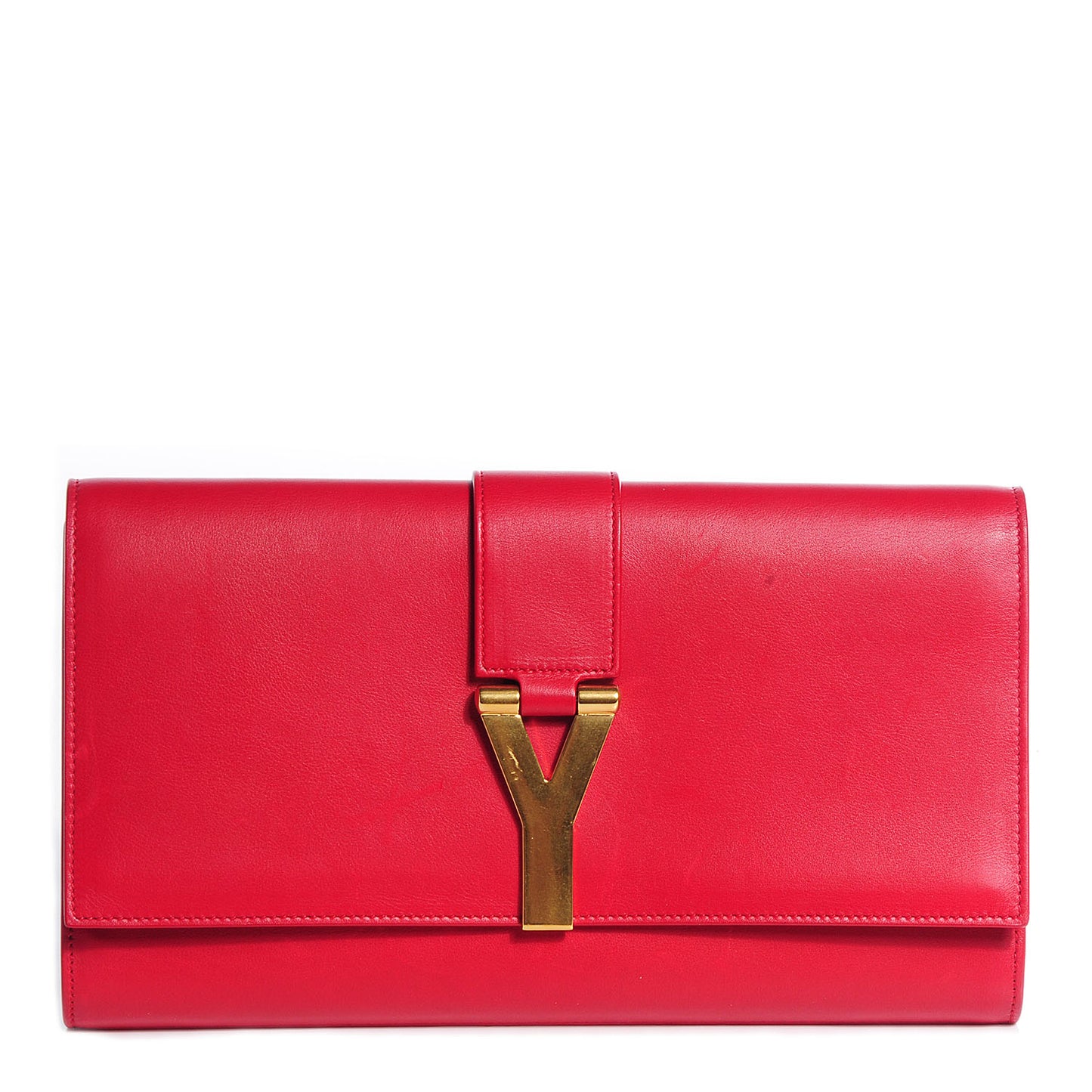 Calfskin Classic Y Clutch Red