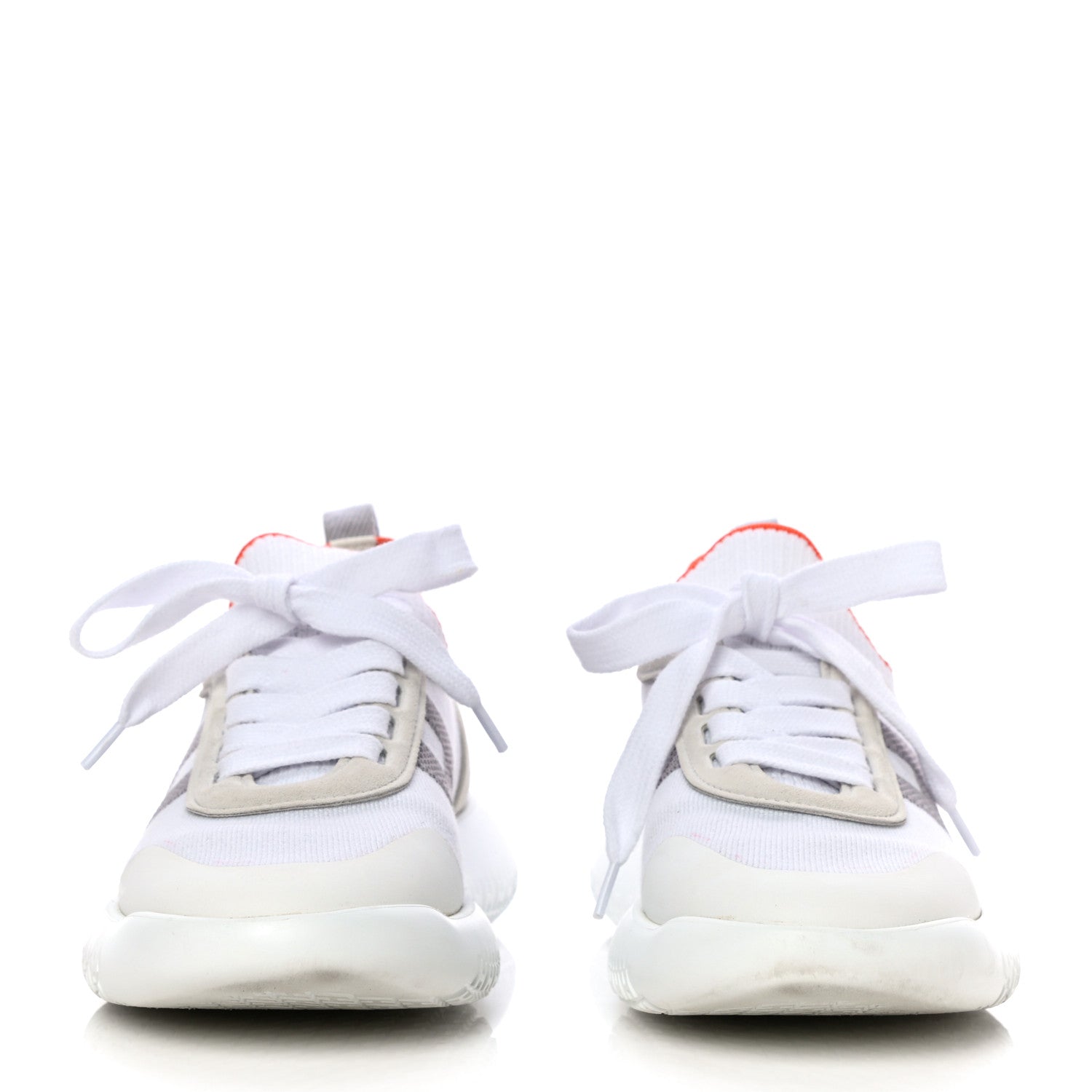 Hermes Knit Suede Goatskin Womens Crew Sneakers 36 White Gris 2 of 18