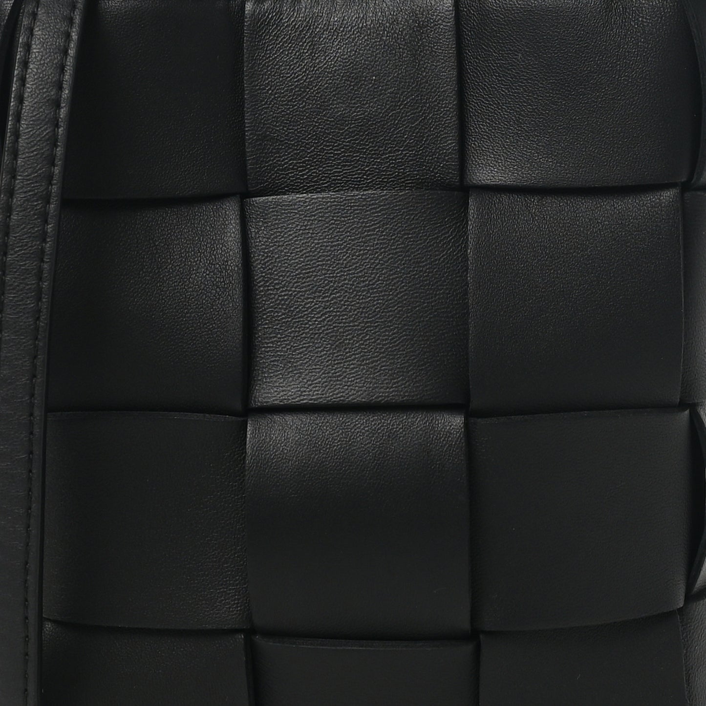 Lambskin Maxi Intrecciato Mini North South Cassette Tote Black