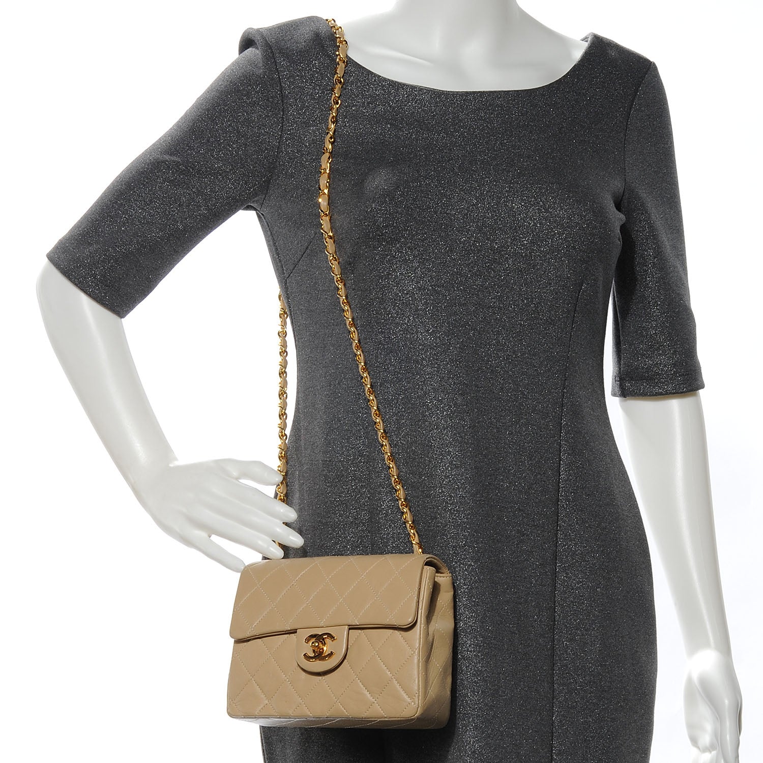 Chanel Lambskin Mini Square Flap Beige 2 of 7