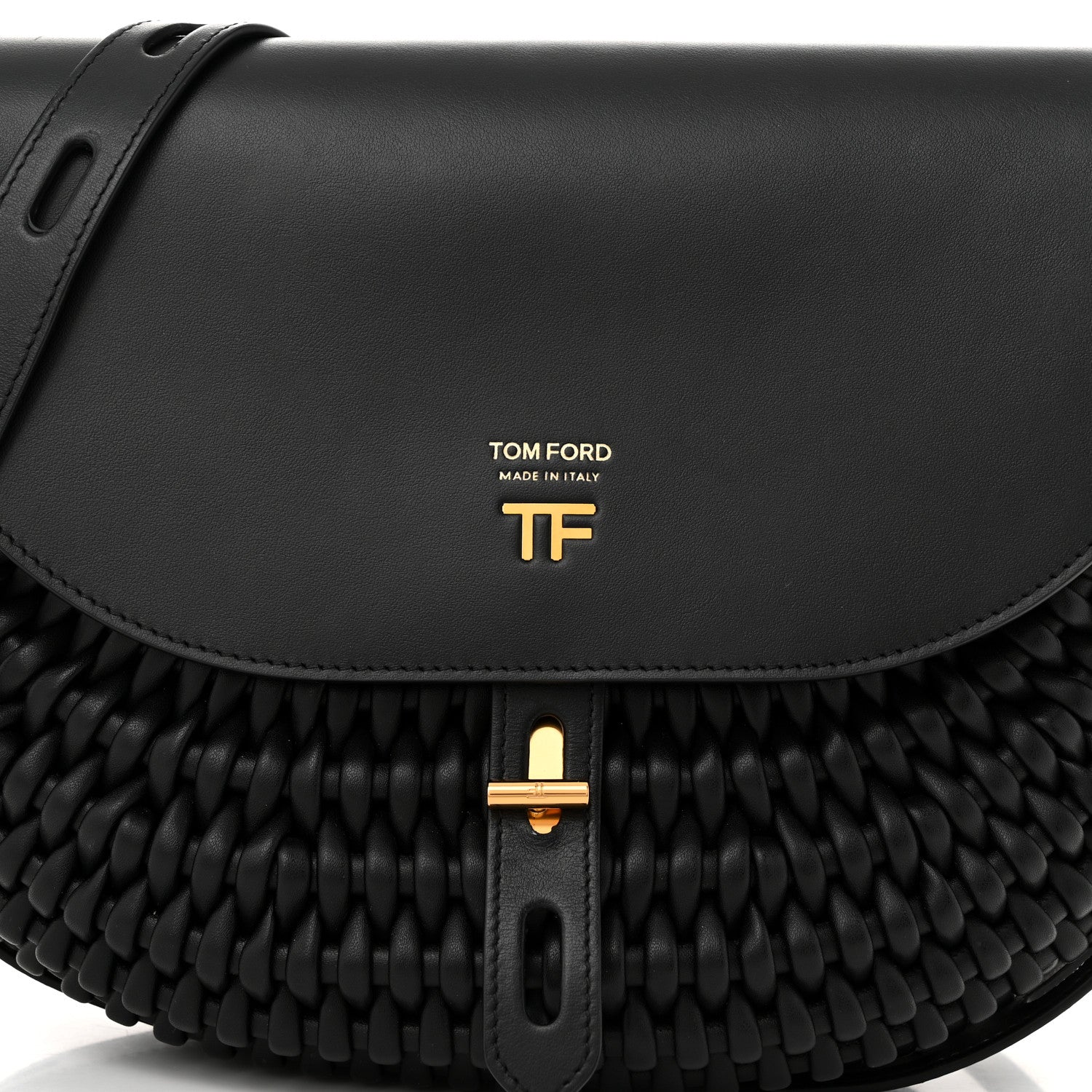 Tom Ford Calfskin Woven T-Twist Crossbody Black 6 of 8