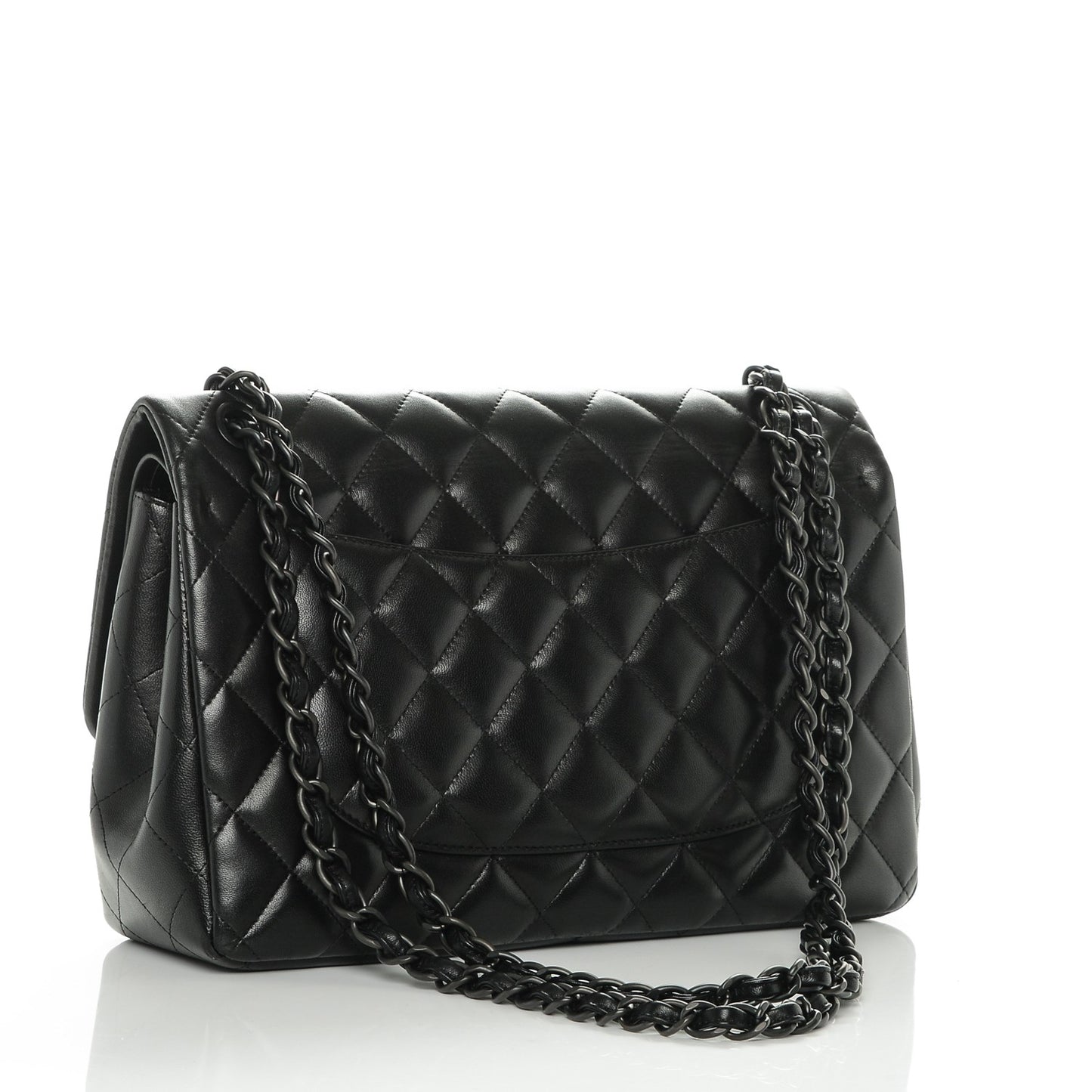 Lambskin Quilted Jumbo Double Flap So Black