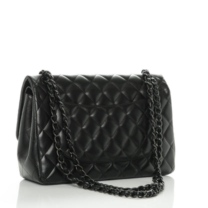 Chanel Lambskin Quilted Jumbo Double Flap So Black 3 of 12