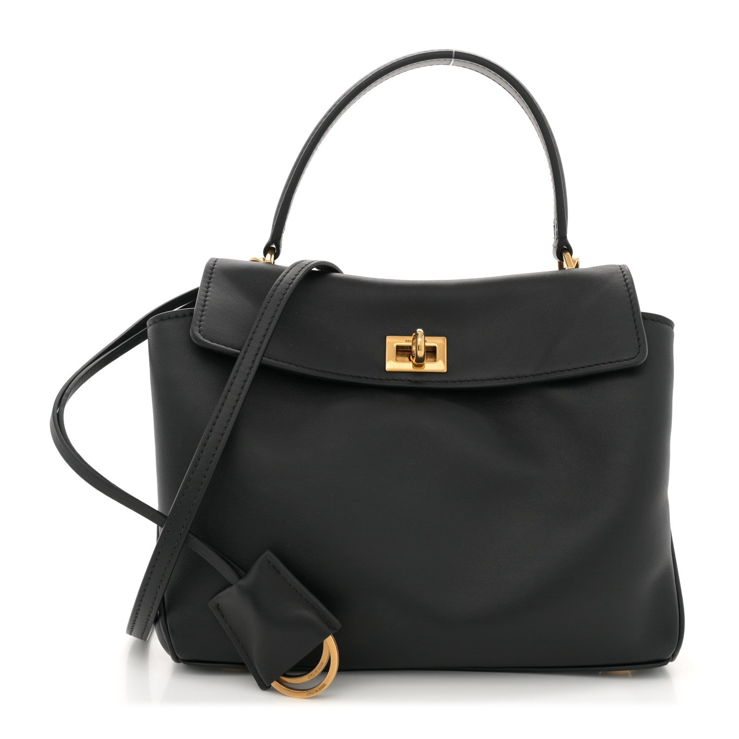 Balenciaga Natural Smooth Calfskin Mini Rodeo Top Handle Handbag Black 1 of 12