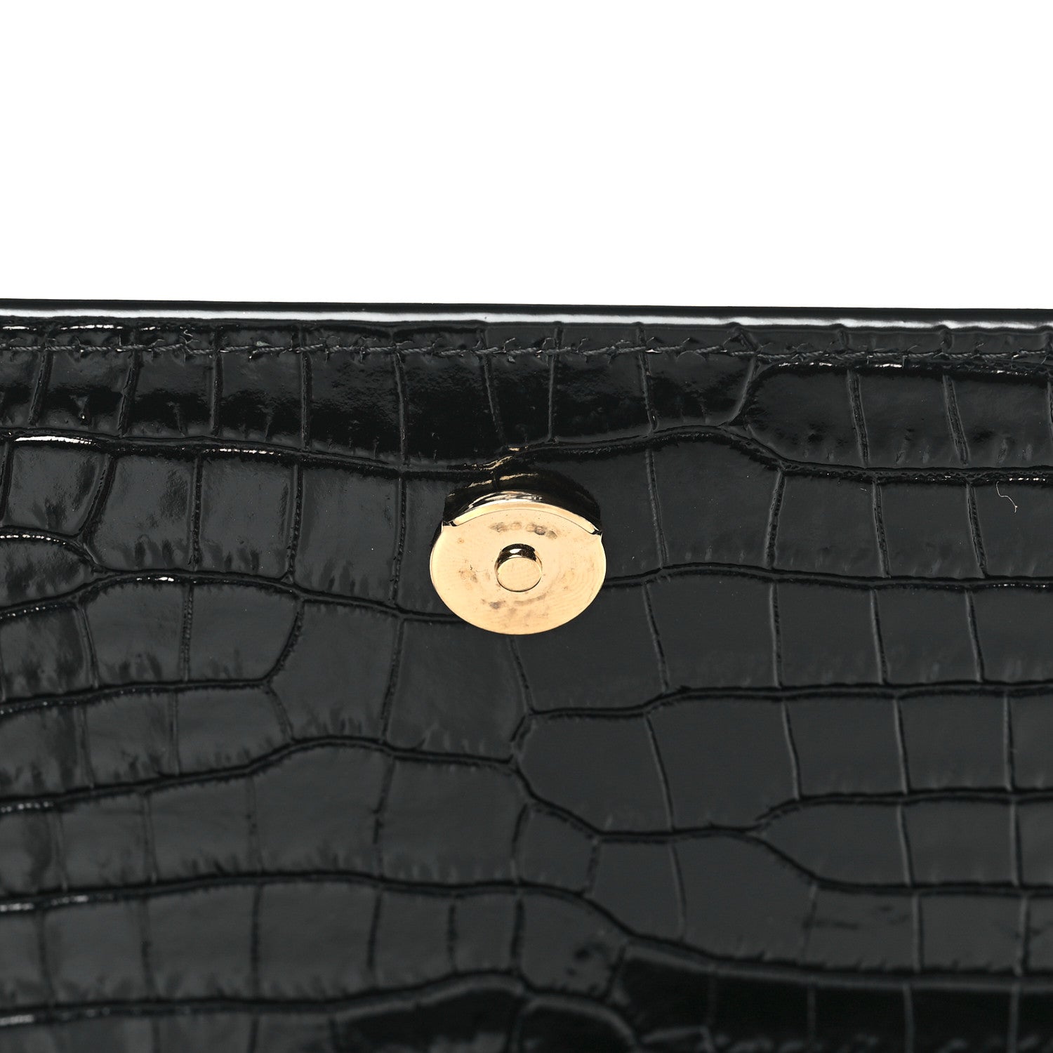 Saint Laurent Calfskin Crocodile Embossed Medium Monogram Sunset Black 9 of 10
