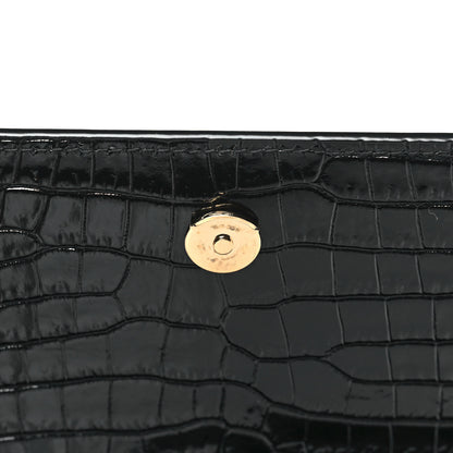 Saint Laurent Calfskin Crocodile Embossed Medium Monogram Sunset Black 9 of 10