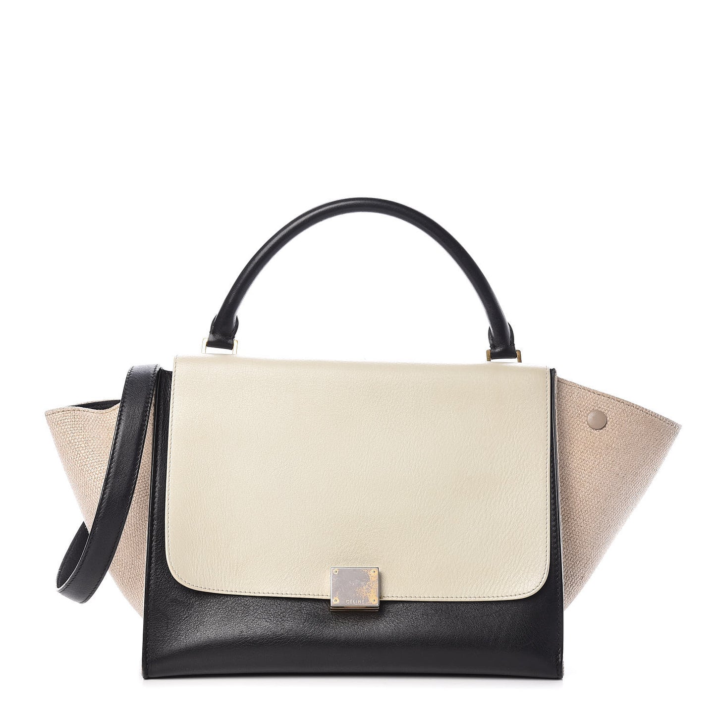 Smooth Calfskin Linen Medium Tri-Color Trapeze Cream