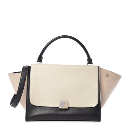 Celine Smooth Calfskin Linen Medium Tri-Color Trapeze Cream 1 of 17