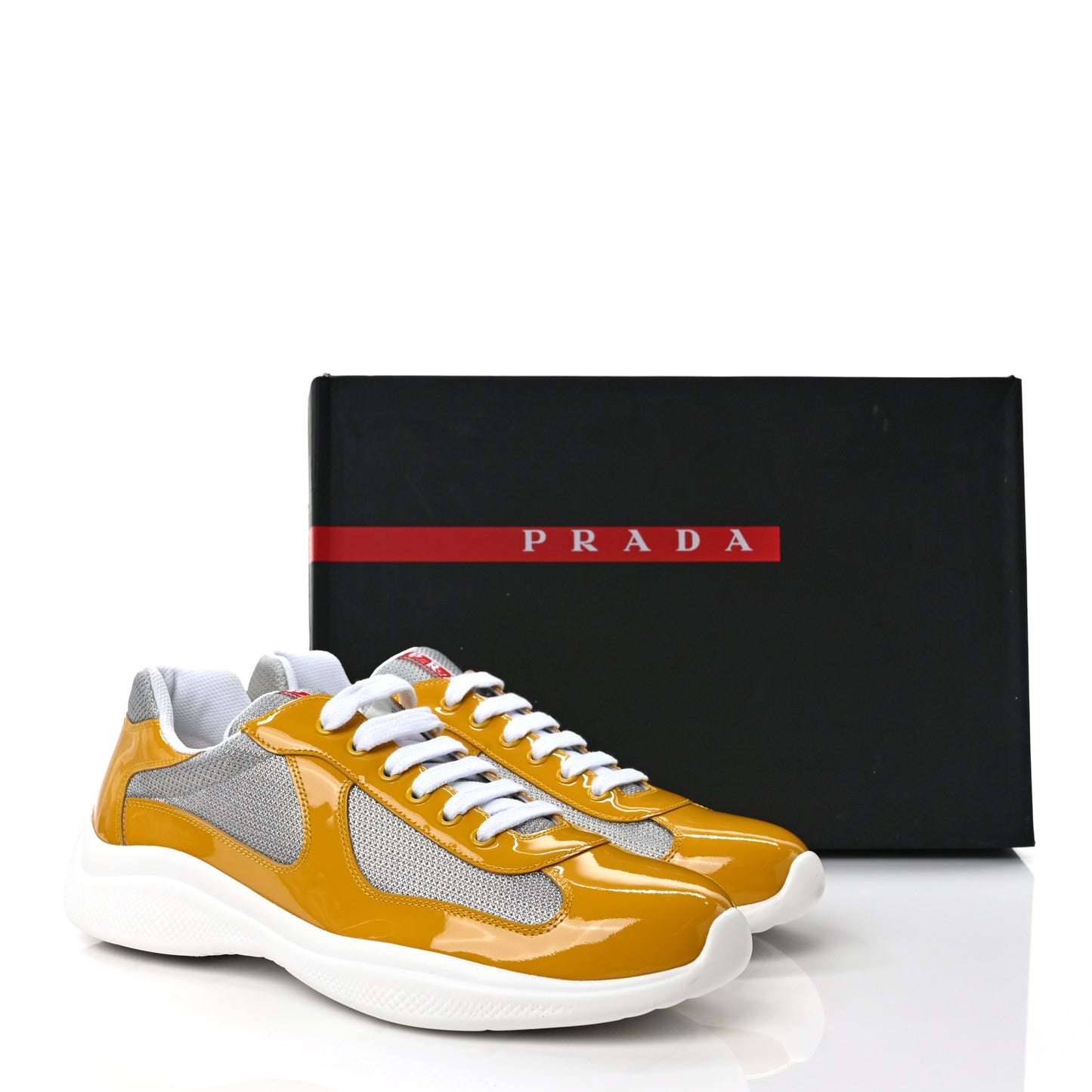 Patent America's Cup Patchwork Sneakers 9 Gold Silver