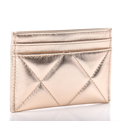 Chanel Metallic Goatskin Quilted Chanel 19 Card Holder Gold 3 of 8