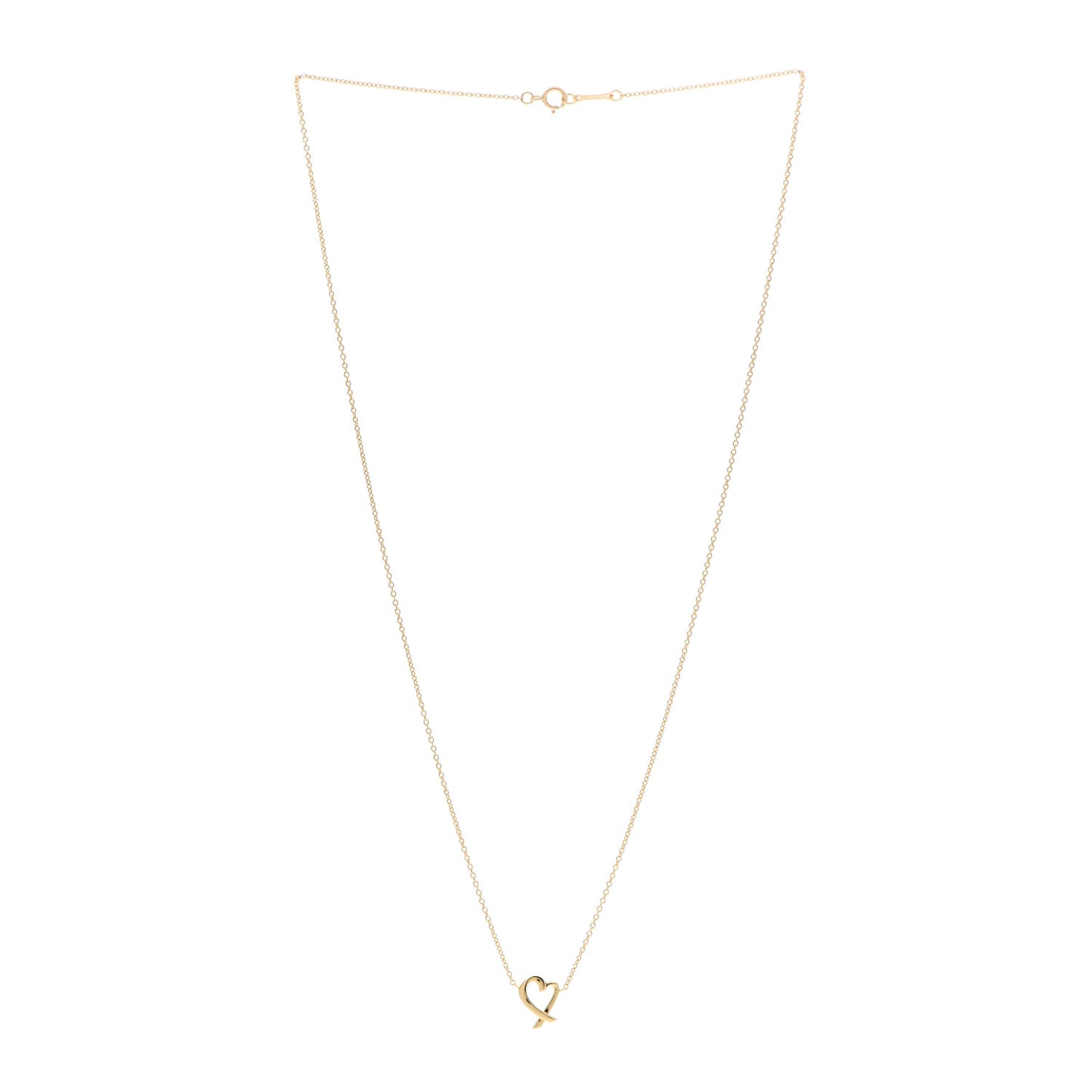18K Yellow Gold Mini Paloma Picasso Loving Heart Pendant Necklace