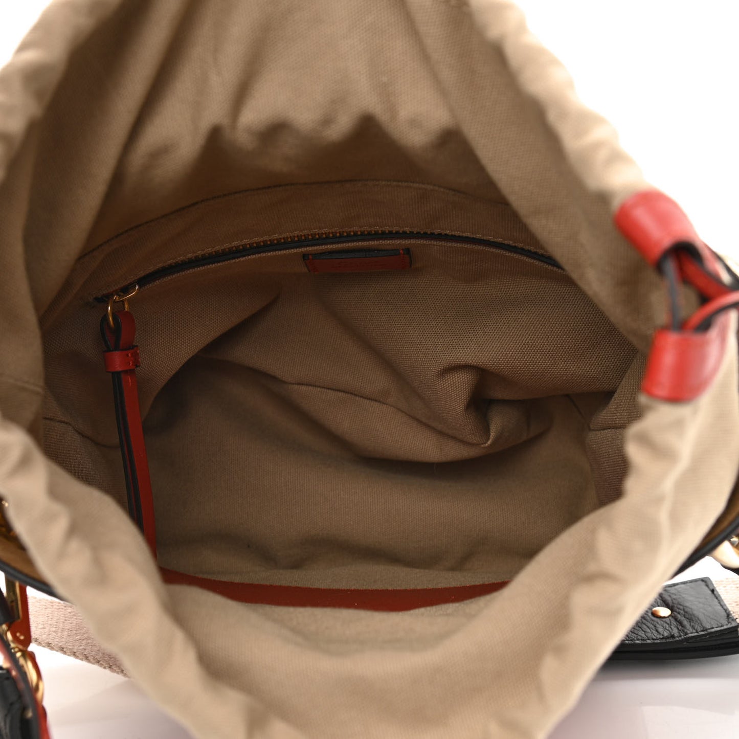 Patent Calfskin Small Roy Bucket Bag Earthy Red
