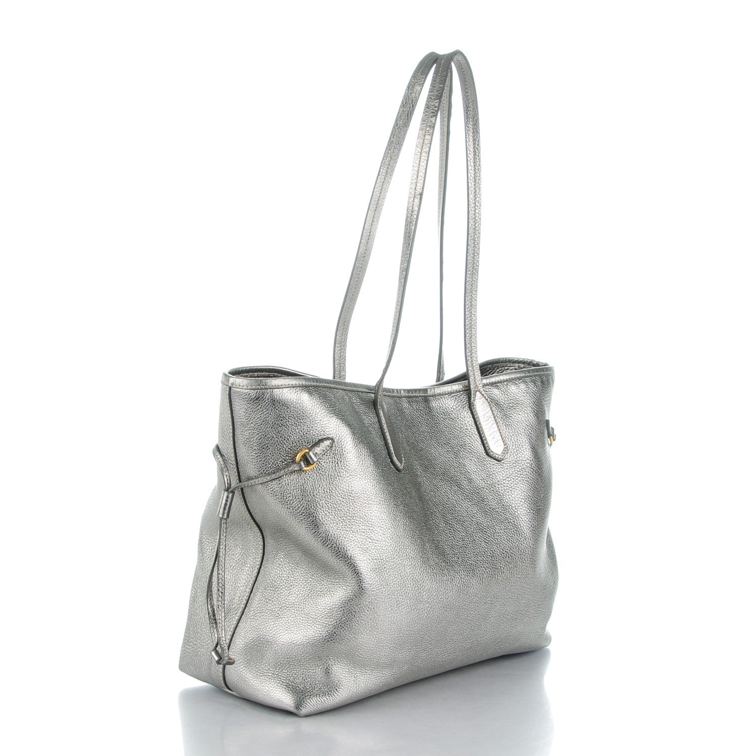 Prada Vitello Daino Shopping Tote Acciaio 3 of 9