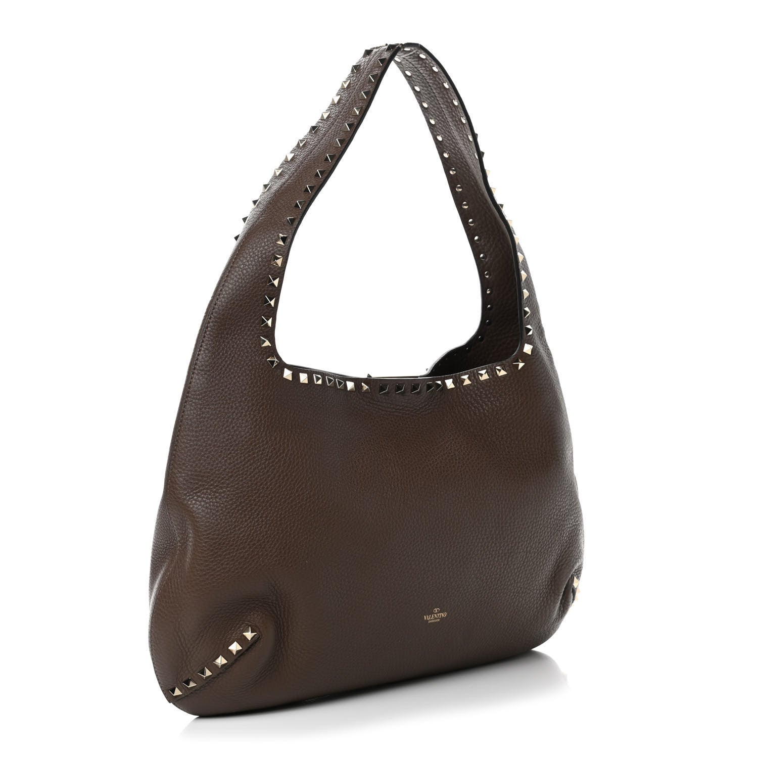 Valentino Garavani Grained Calfskin Large Rockstud Hobo Deep Taupe 2 of 4