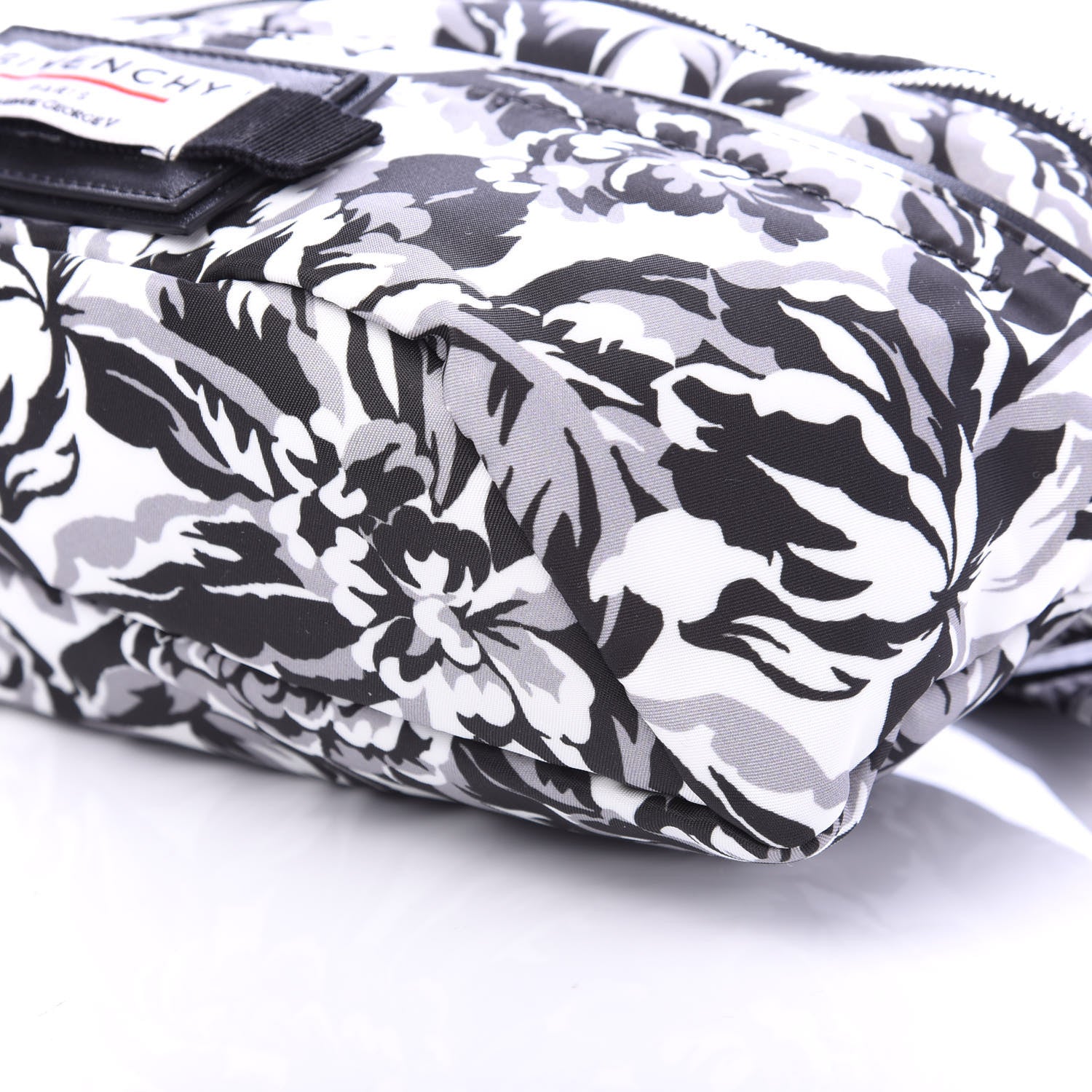 Givenchy Nylon Print Floral Downtown Belt Bag Black White 7 of 9