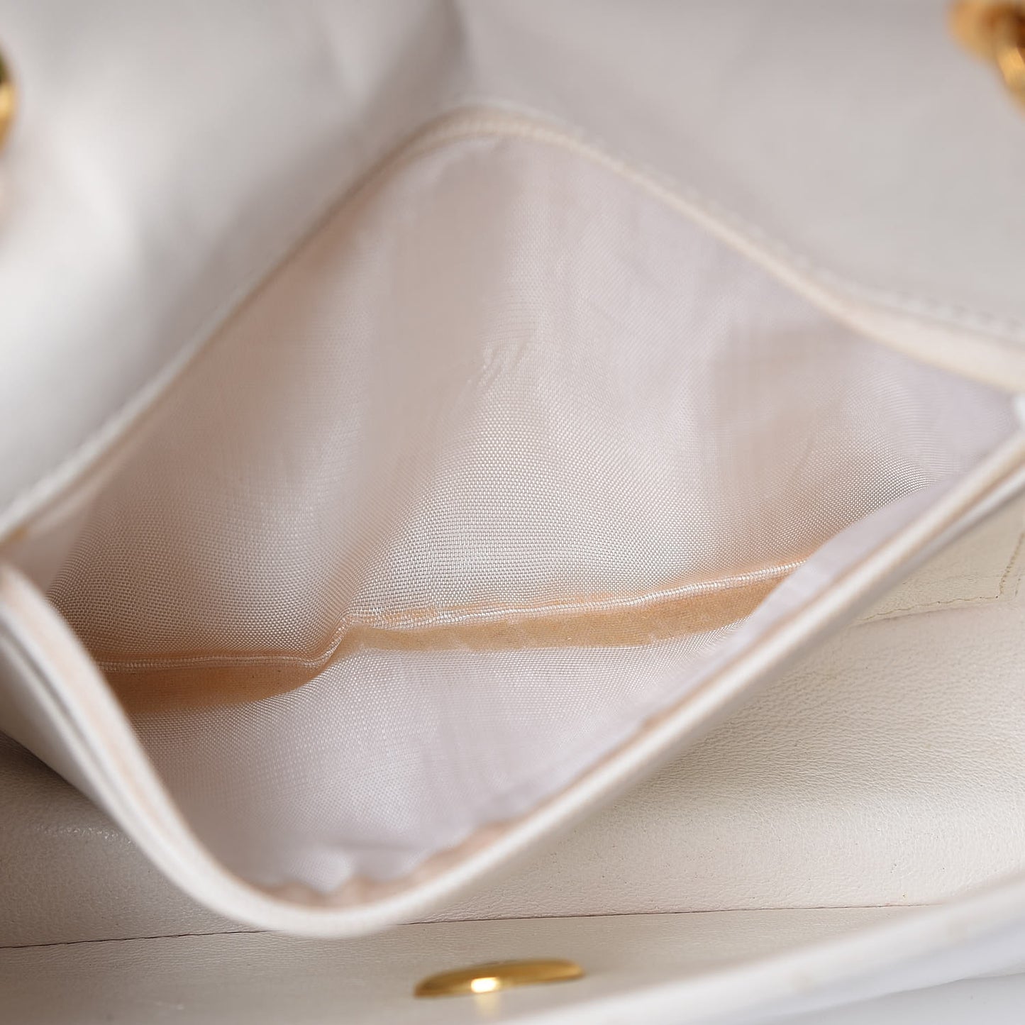 Lambskin Quilted Small Single Flap White