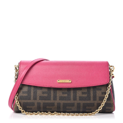 Fendi Zucca Spalmati Vitello Elite Flap Crossbody Bag Tobacco Ciclamino 1 of 10