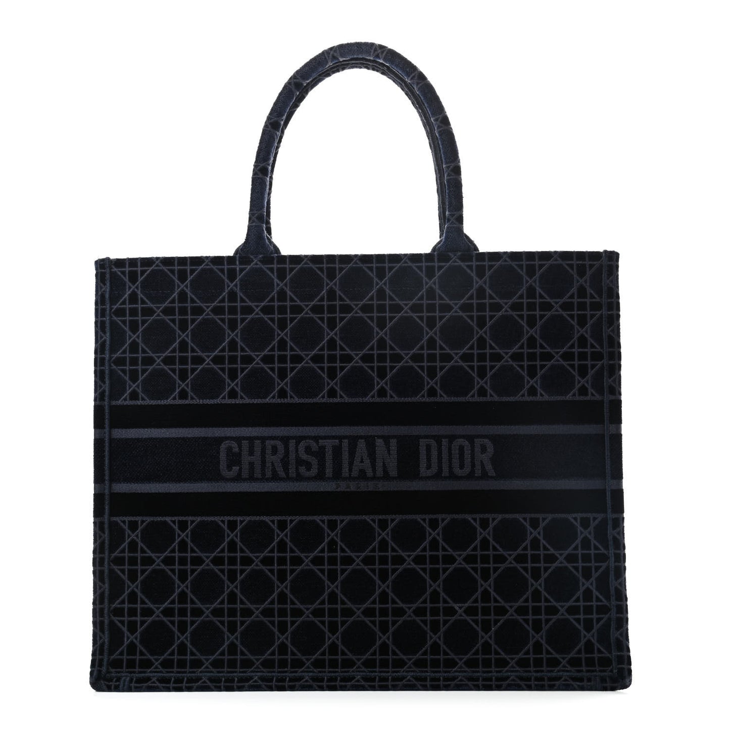 Velvet Cannage Large Book Tote Navy Blue