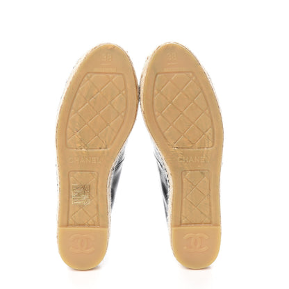 Chanel Patent Calfskin Crystal CC Espadrilles 38 Black 5 of 10