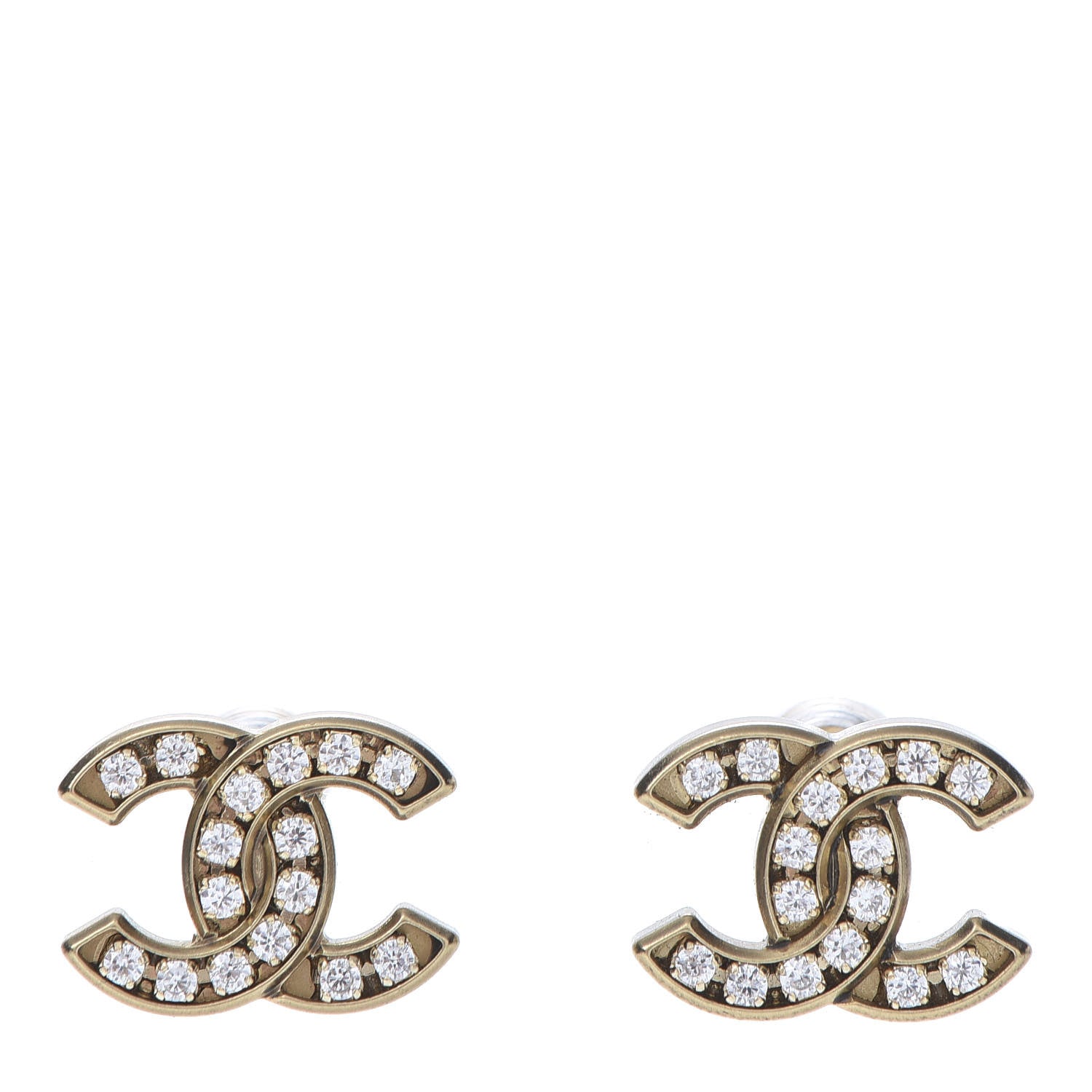 Chanel Crystal CC Earrings Gold 1 of 6