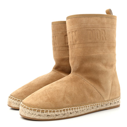 Christian Dior Calfskin Suede Shearling Granville Espadrille Boots 38.5 Natural 3 of 4